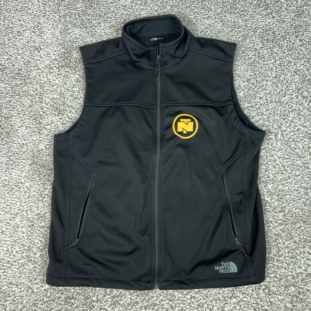North Face Vest Mens XL Black Ridgewall Softshell Full Zip Logo Gorp Hiking Top